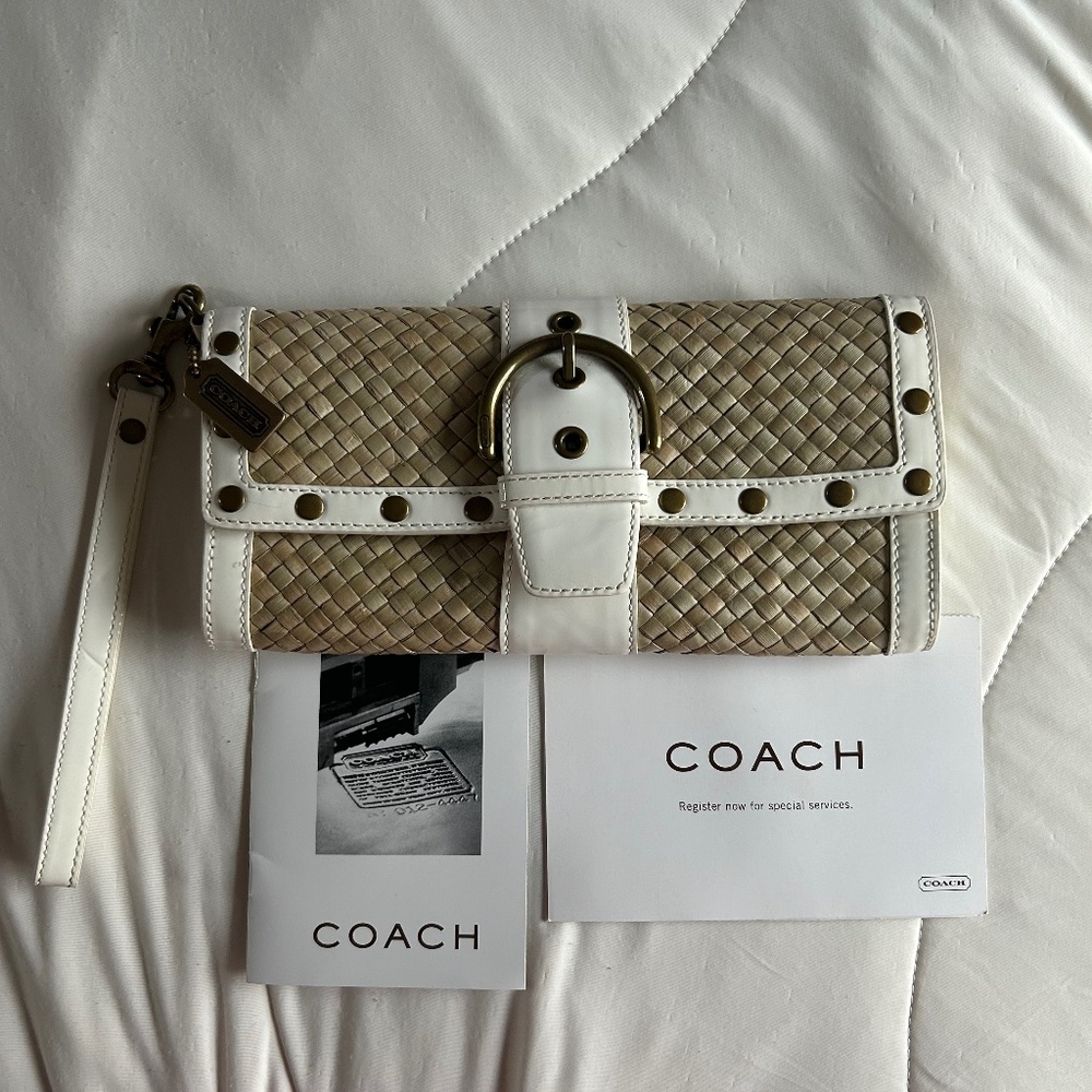 Coach Vintage‎ Beige Nature Straw Wristlet
